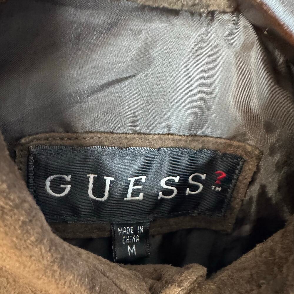 Guess Vintage Y2K Leather Suede Shirt Jacket Brown Men's M - Picture 12 of 12